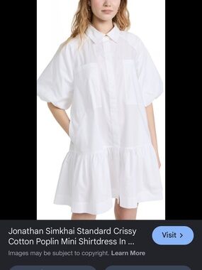 Jonathan Simkhai White Cotton Poplin Mini Shirt Dress